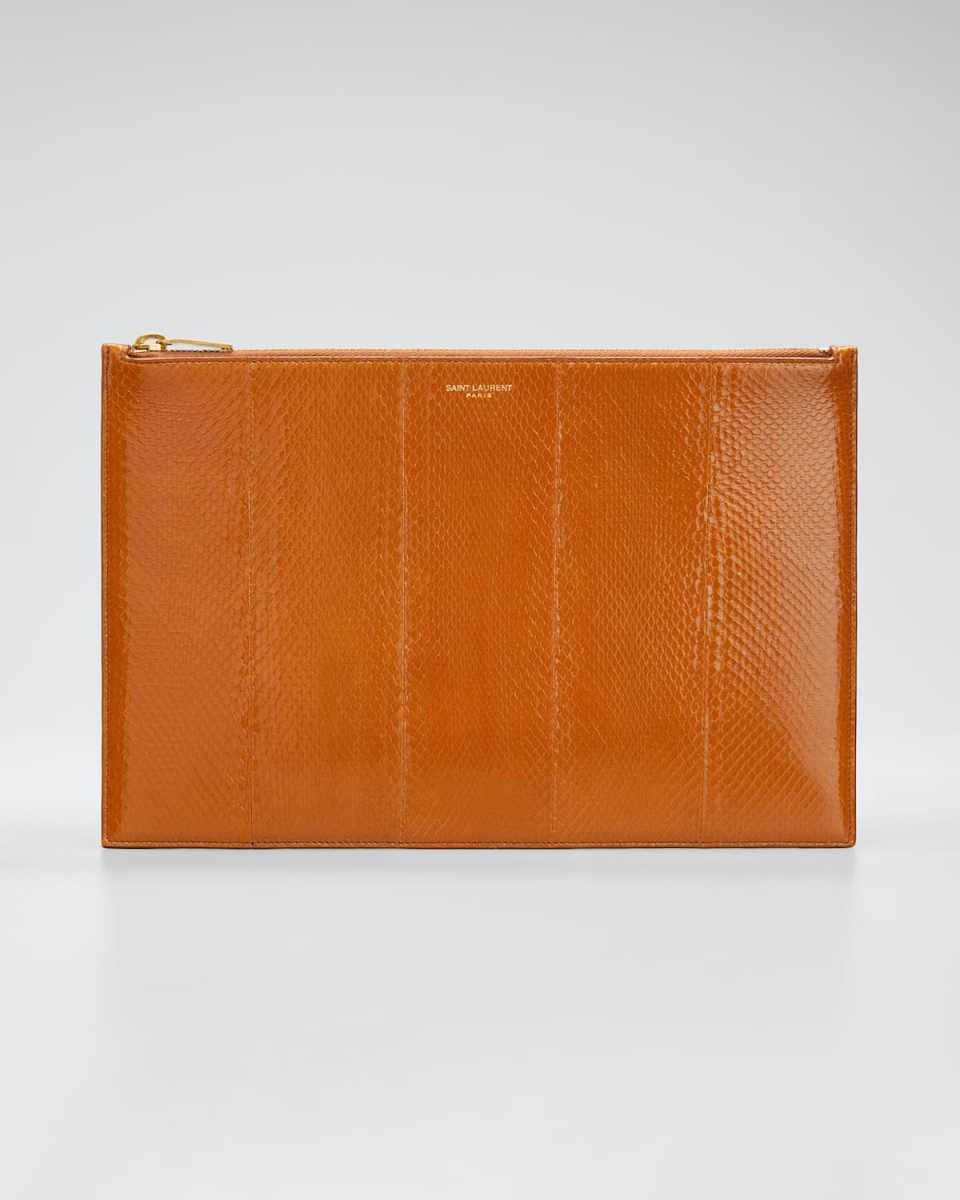 Lacquered Snakeskin Pouch Wallet